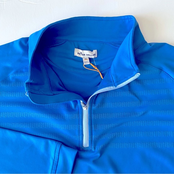 Peter Millar Engineered Stripe Perth Performance Pullover Blue River - Picture 3 of 6